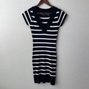 Knit striped stretchy comfortable sweater dress women size large
